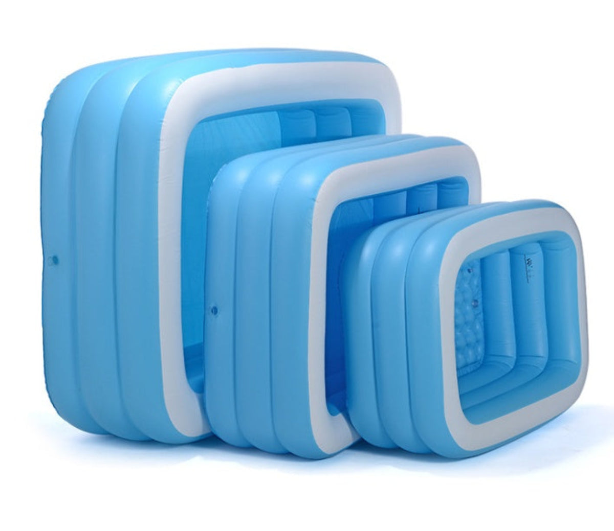 Aufblasbarer Kinderpool 150 × 110 × 50 cm – rechteckiger PVC-Pool in Blau-Weiß
